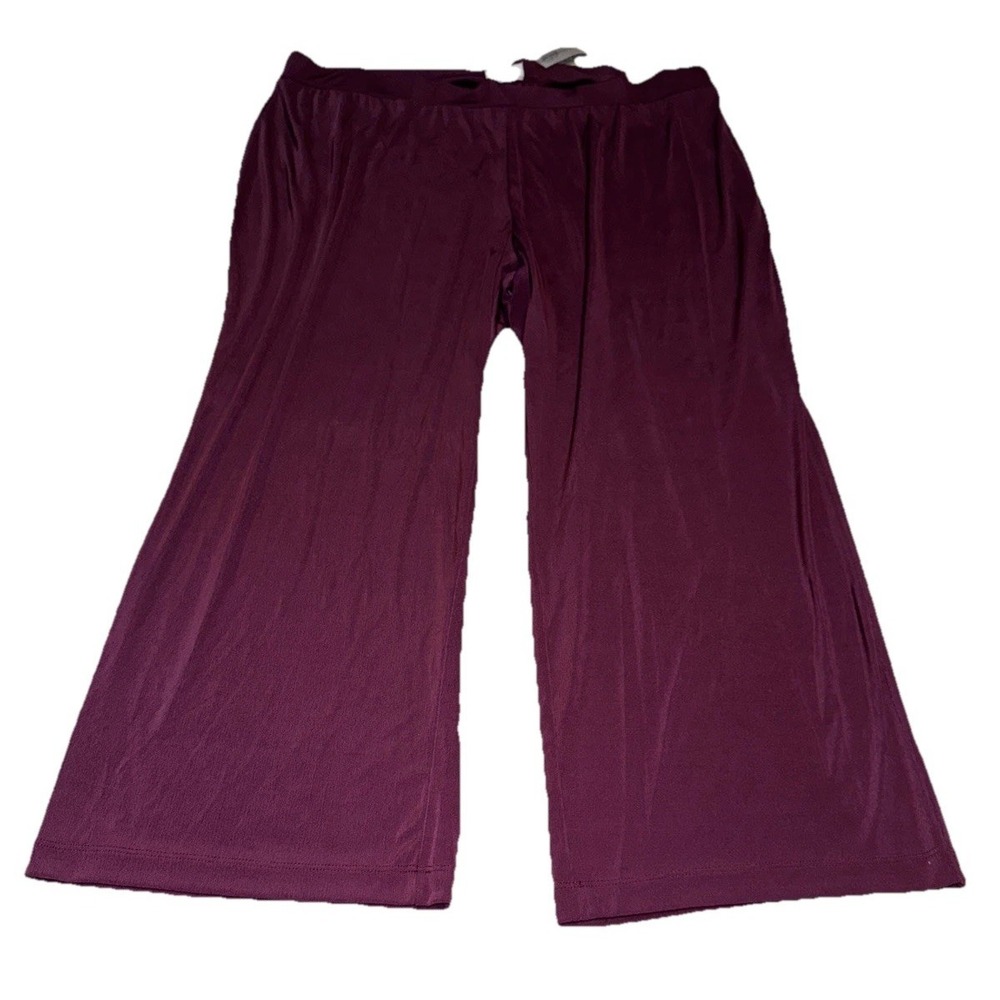Catherines Plus Sz 3X 26/28 Pants Polyester‎ Blend New Plum Pull On Womens